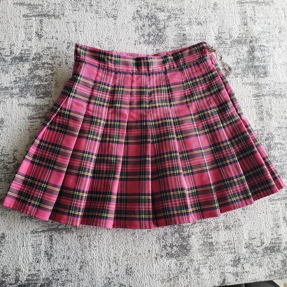 Cute Pink Tartan Punk Kilt w/ wallet chain DIY custom + ooak - Picture 2 of 14
